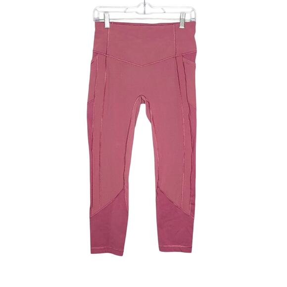 Lululemon All The Right Places Crop II 23" Rose Pink Stretch Soft Pockets Size 8 - Picture 1 of 7